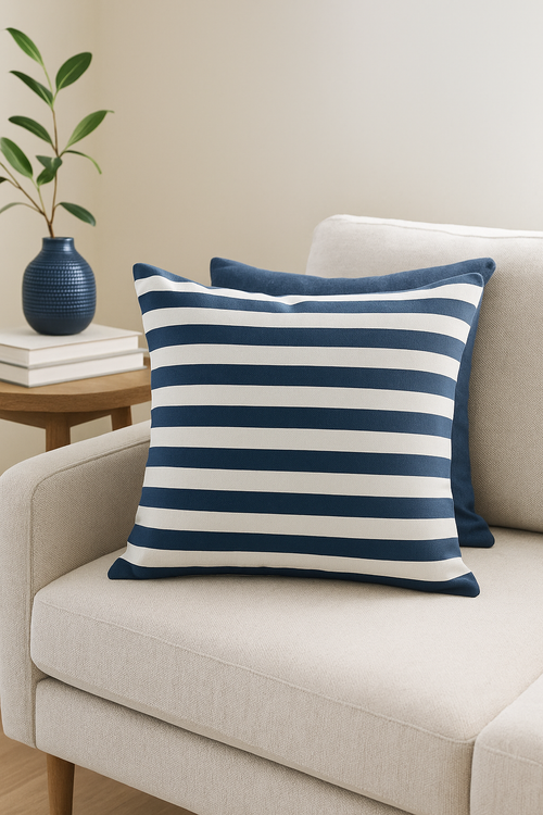 housse de coussin géométrique bleu marine moderne et élégante - vue 2 sur 2