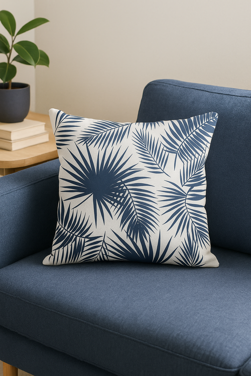 housse de coussin géométrique bleu marine moderne et élégante - vue 2 sur 2