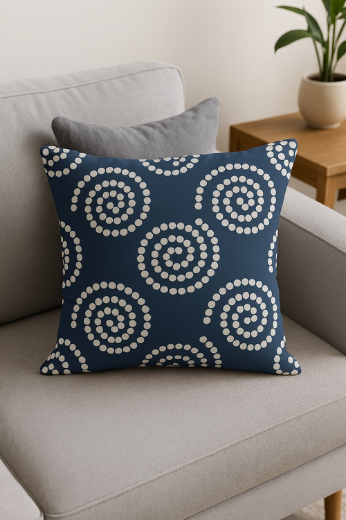 housse de coussin géométrique bleu marine pour décoration moderne