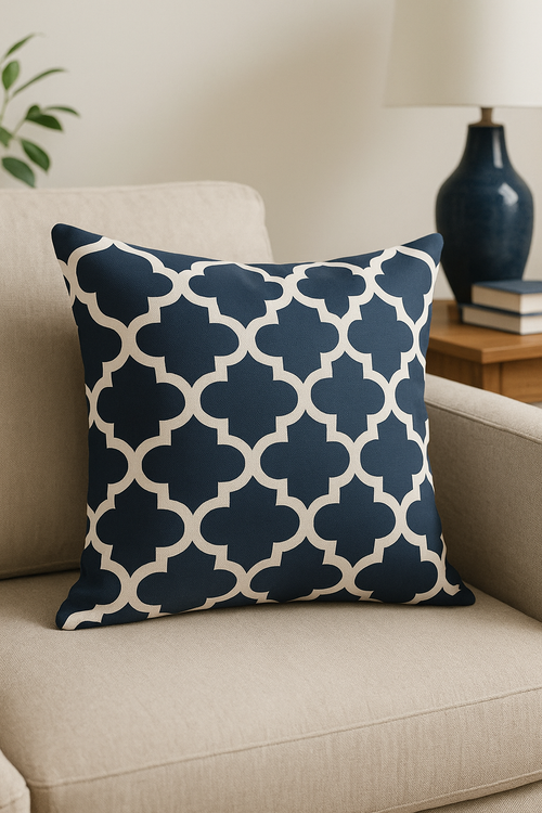 housse de coussin géométrique bleu marine style nordique élégant