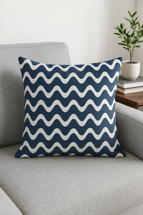 housse de coussin géométrique bleu marine style nordique élégant - vue 2 sur 2