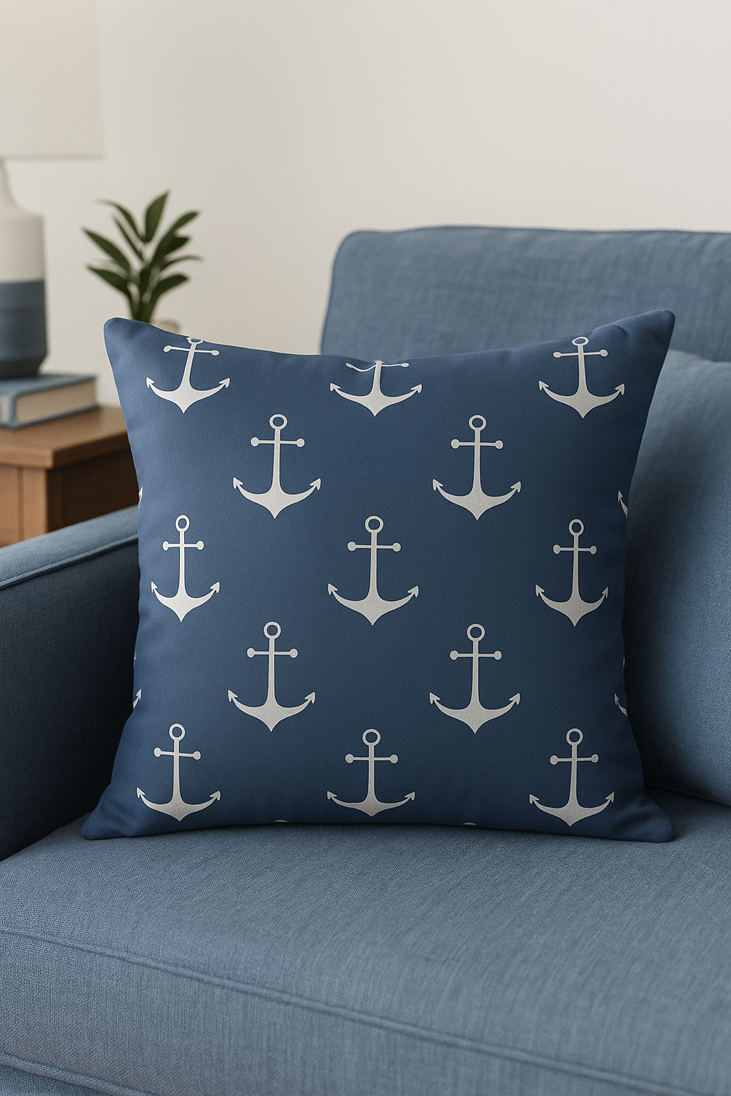 housse de coussin géométrique bleu marine style nordique élégant - vue 3 sur 2