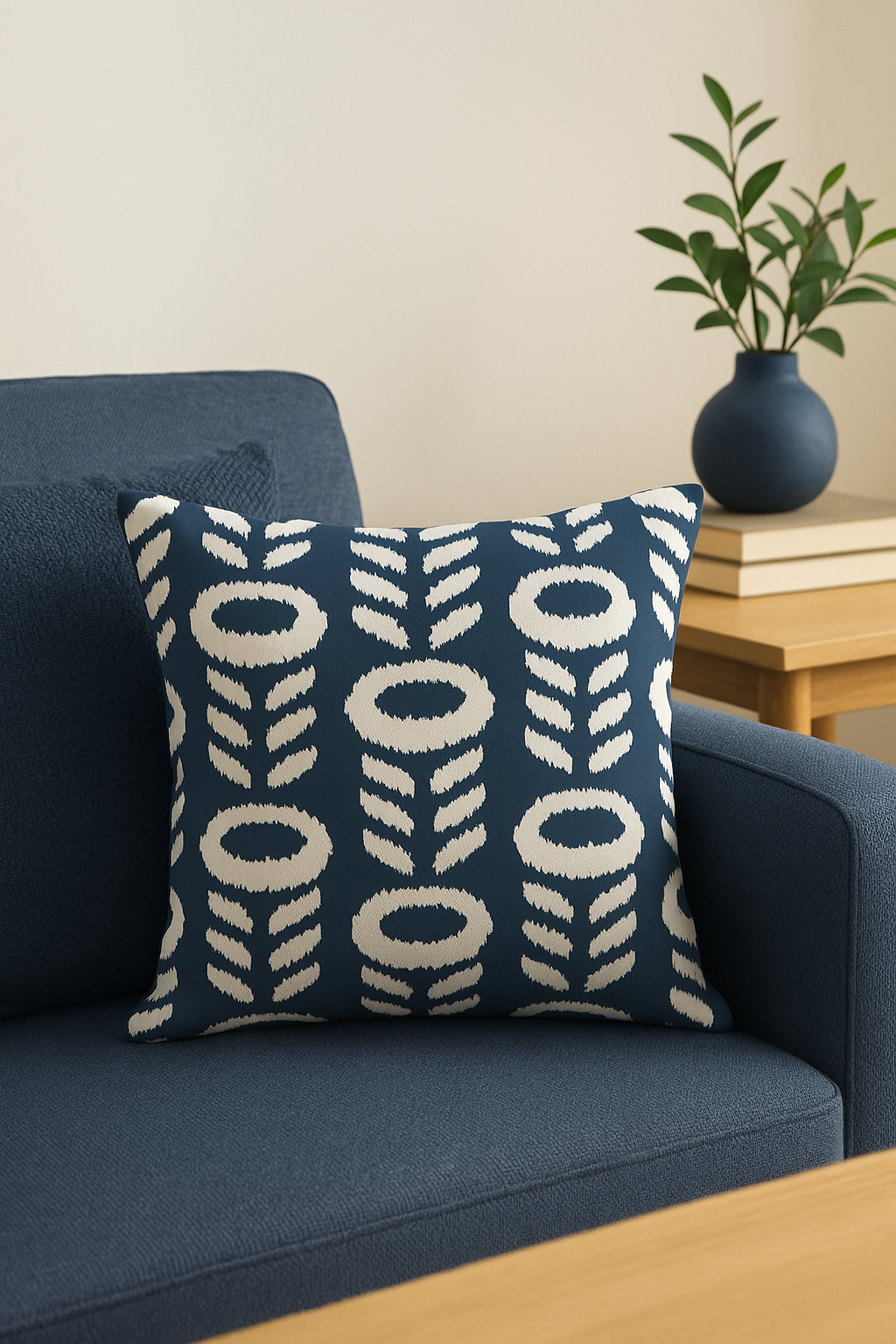 housse de coussin géométrique bleu marine style nordique moderne - vue 3 sur 2