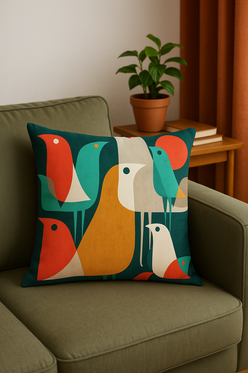 housse de coussin géométrique fleurs sauvages et peau de pêche - vue 3 sur 2