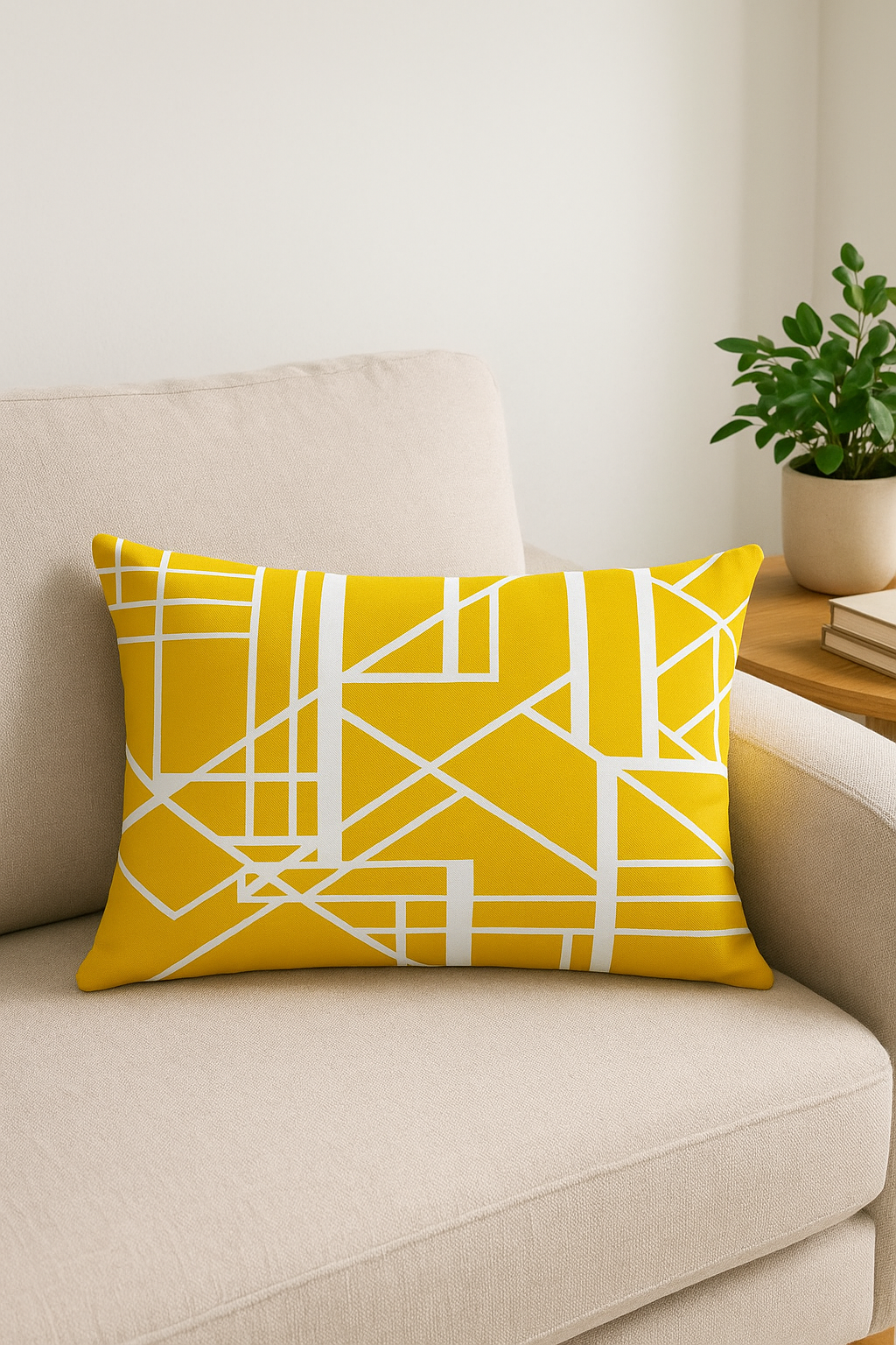 housse de coussin géométrique jaune pour un décor stylé - vue 3 sur 2