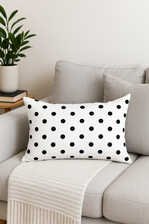 housse de coussin géométrique marbrée noir et blanc 30 x 50 cm