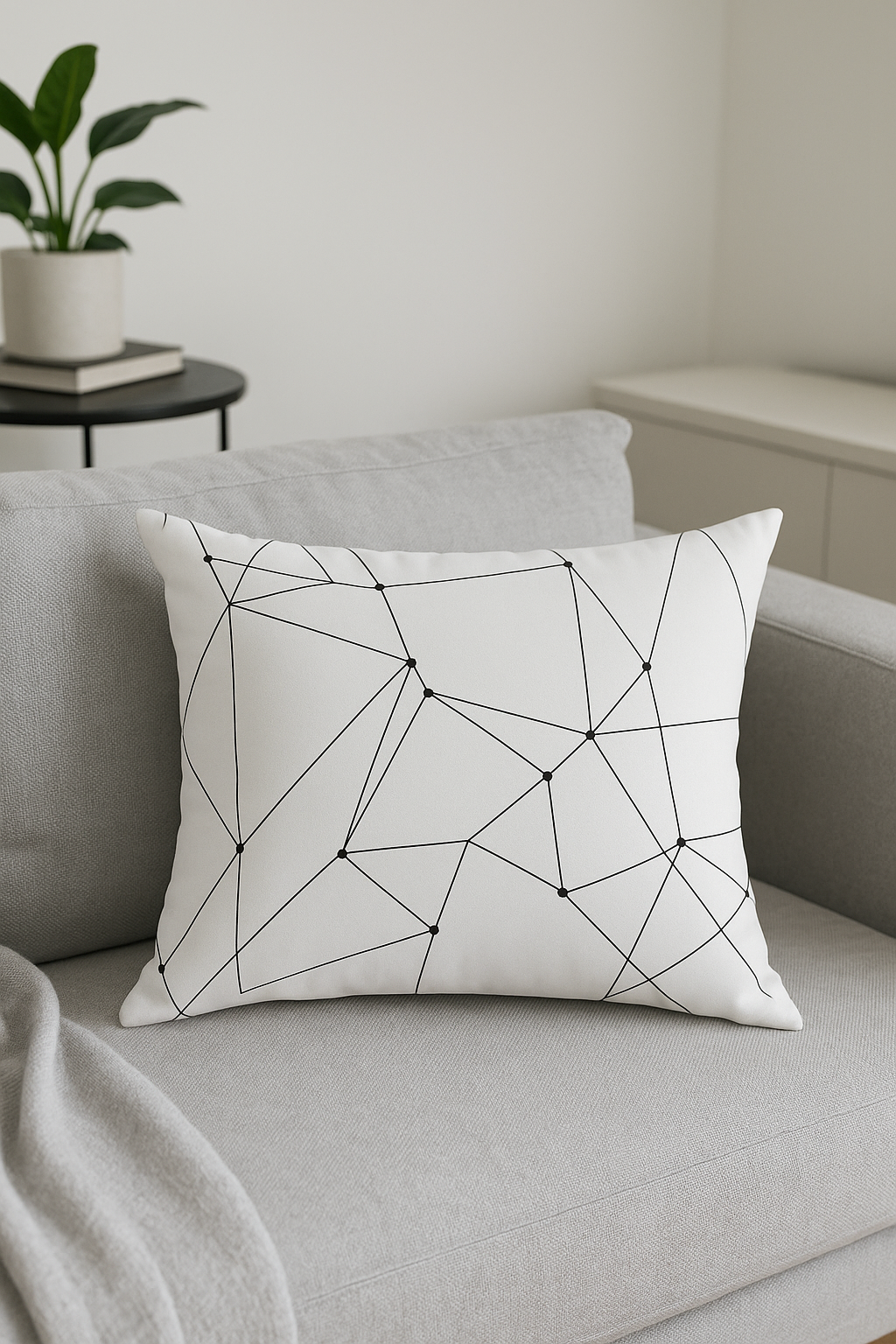 housse de coussin géométrique marbrée noir et blanc 30 x 50 cm - vue 2 sur 2
