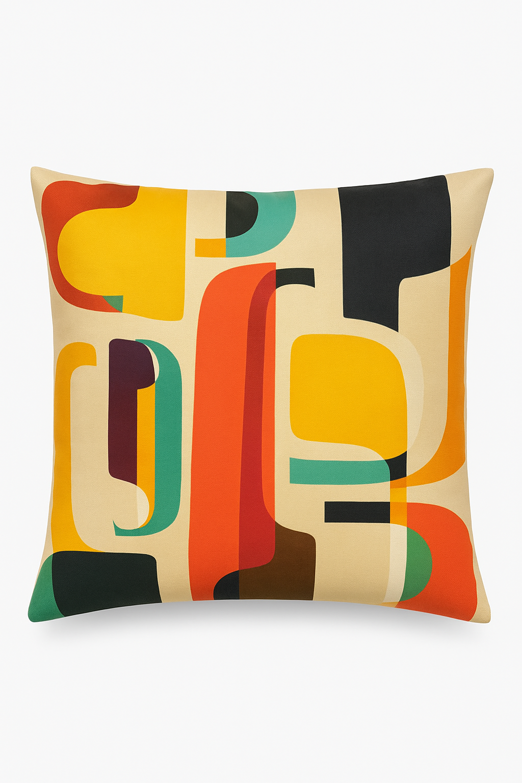housse de coussin géométrique motif fleurs sauvages colorées