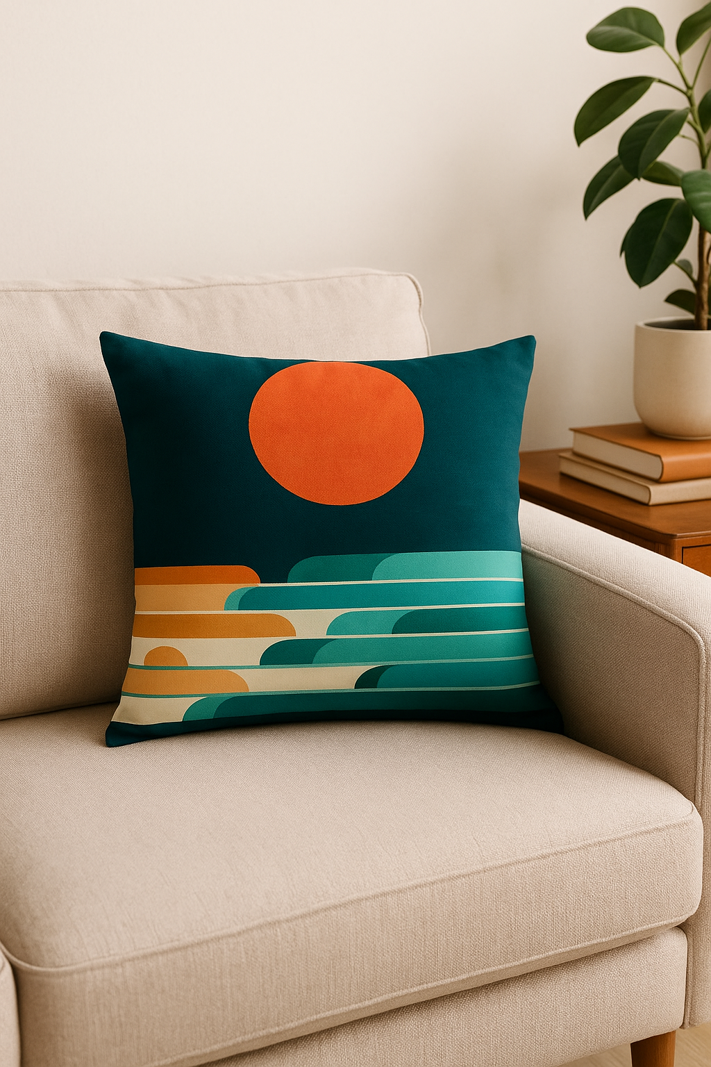 housse de coussin géométrique motifs floraux colorés et peau de pêche - vue 3 sur 2