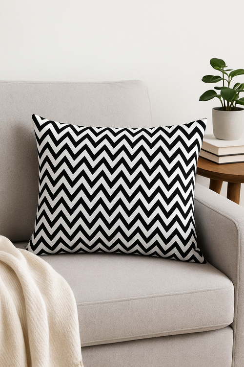 housse de coussin géométrique noir et blanc 30 x 50 cm - vue 2 sur 2