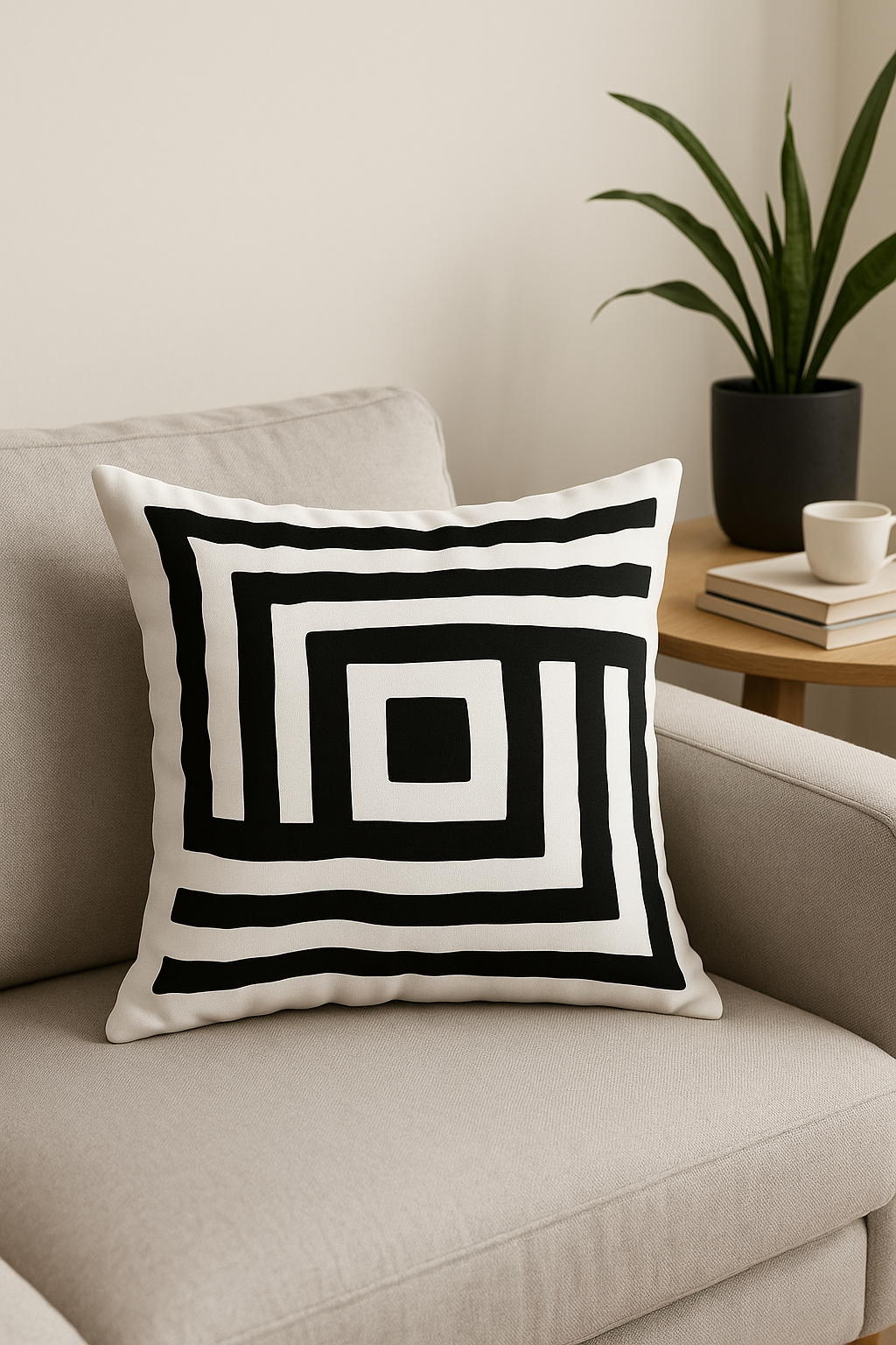 housse de coussin géométrique noir et blanc décoratif