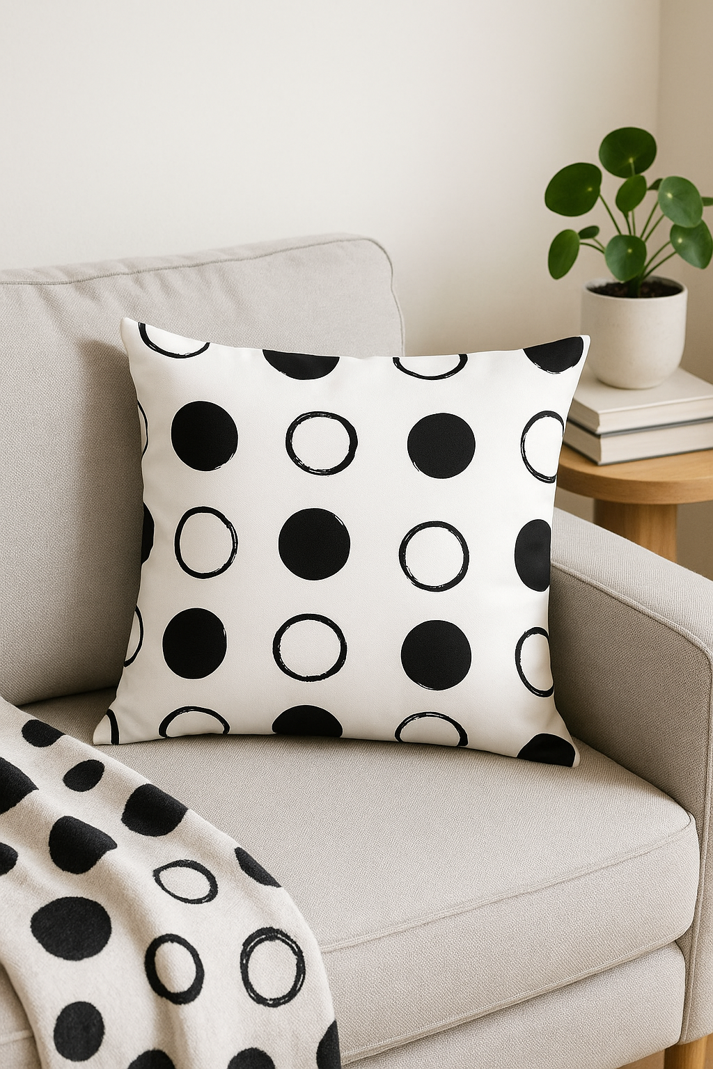 housse de coussin géométrique noir et blanc design moderne - vue 3 sur 2