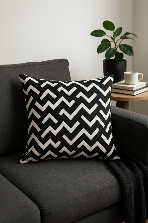 housse de coussin géométrique noir et blanc design moderne