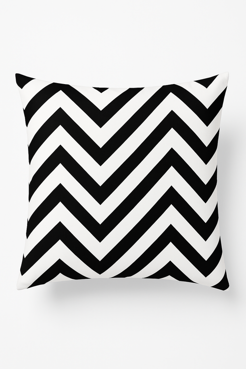 housse de coussin géométrique noir et blanc ondulé