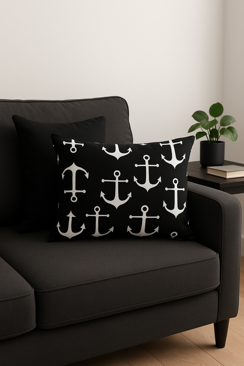 housse de coussin géométrique noir et blanc pour canapé - vue 2 sur 2