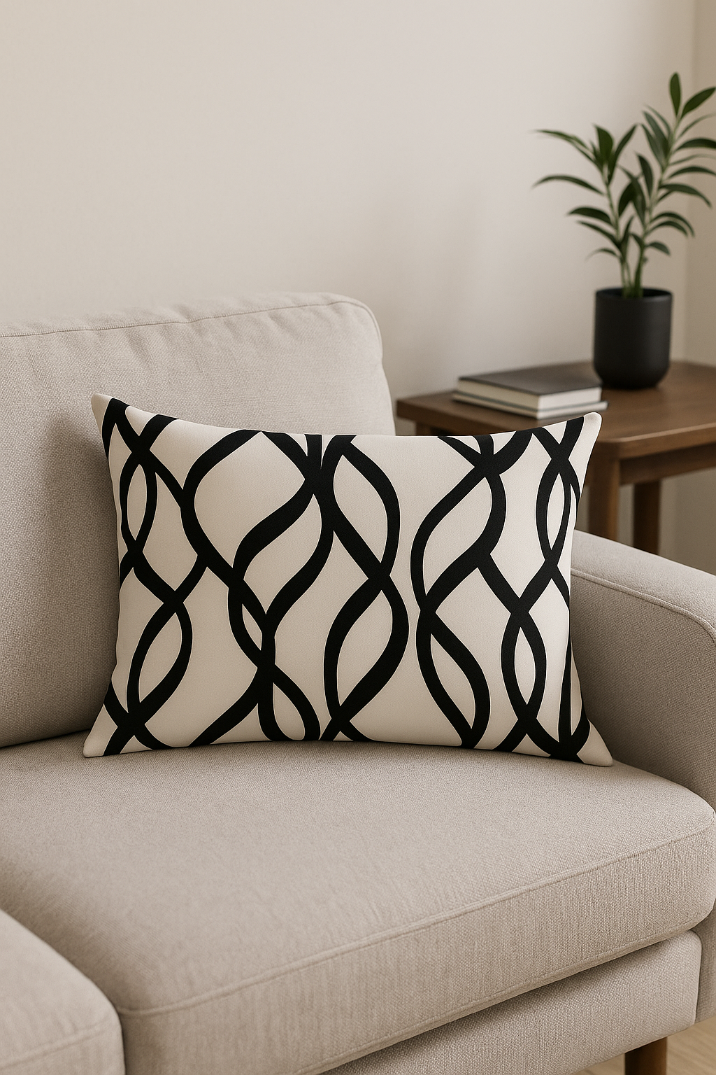 housse de coussin géométrique noir et blanc pour canapé - vue 2 sur 2