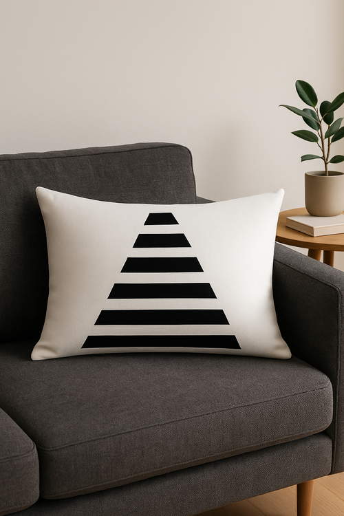 housse de coussin géométrique noir et blanc pour canapé - vue 2 sur 2