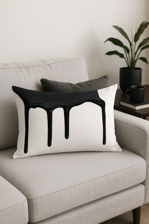 housse de coussin géométrique noir et blanc pour canapé - vue 2 sur 2