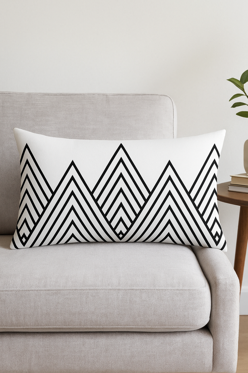 housse de coussin géométrique noir et blanc pour canapé - vue 2 sur 2
