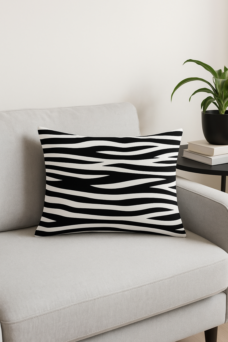 housse de coussin géométrique noir et blanc simple