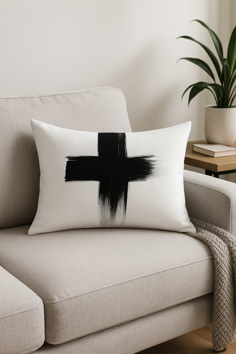 housse de coussin géométrique noir et blanc simple