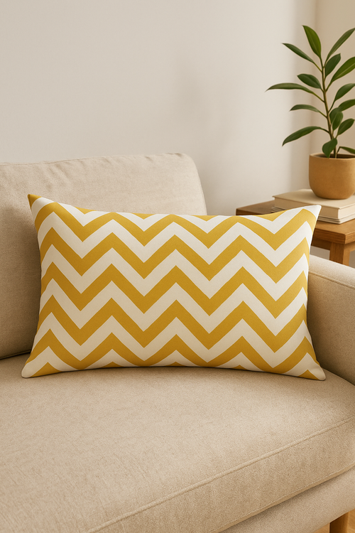 housse de coussin géométrique noir et jaune 30 x 50 cm