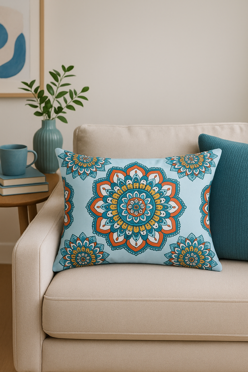 housse de coussin géométrique noir et jaune 30 x 50 cm - vue 2 sur 2