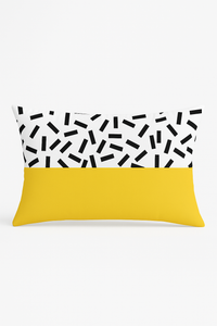 housse de coussin géométrique noir et jaune 30 x 50 cm