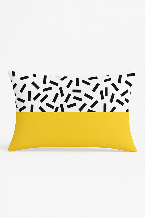 housse de coussin géométrique noir et jaune 30 x 50 cm