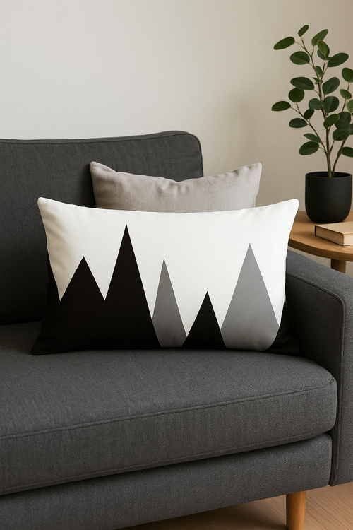 housse de coussin géométrique noir et jaune 30 x 50 cm - vue 2 sur 2