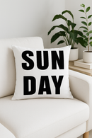 housse de coussin géométrique noire et blanche à lignes ondulées