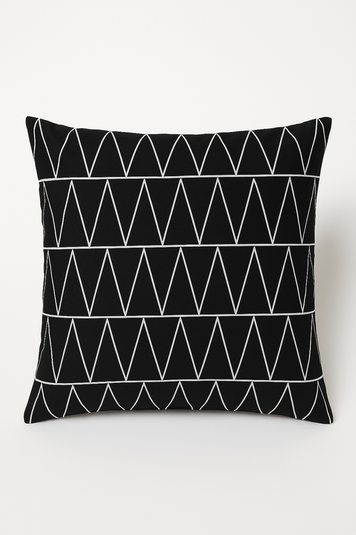 housse de coussin géométrique noire et blanche élégante