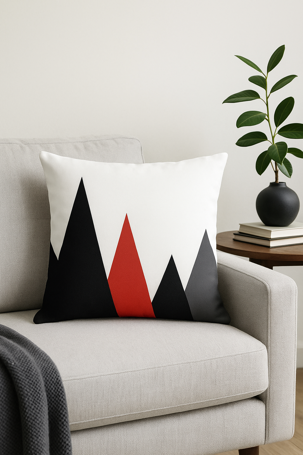 housse de coussin géométrique noire et rouge tendance
