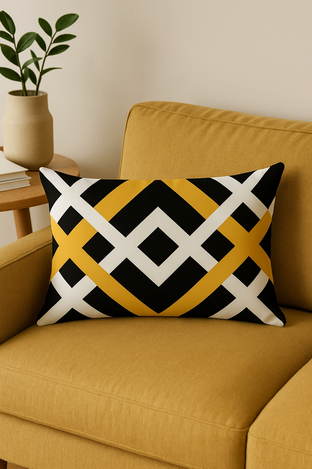 housse de coussin géométrique nordique à rayures colorées 30 x 50 cm - vue 3 sur 2