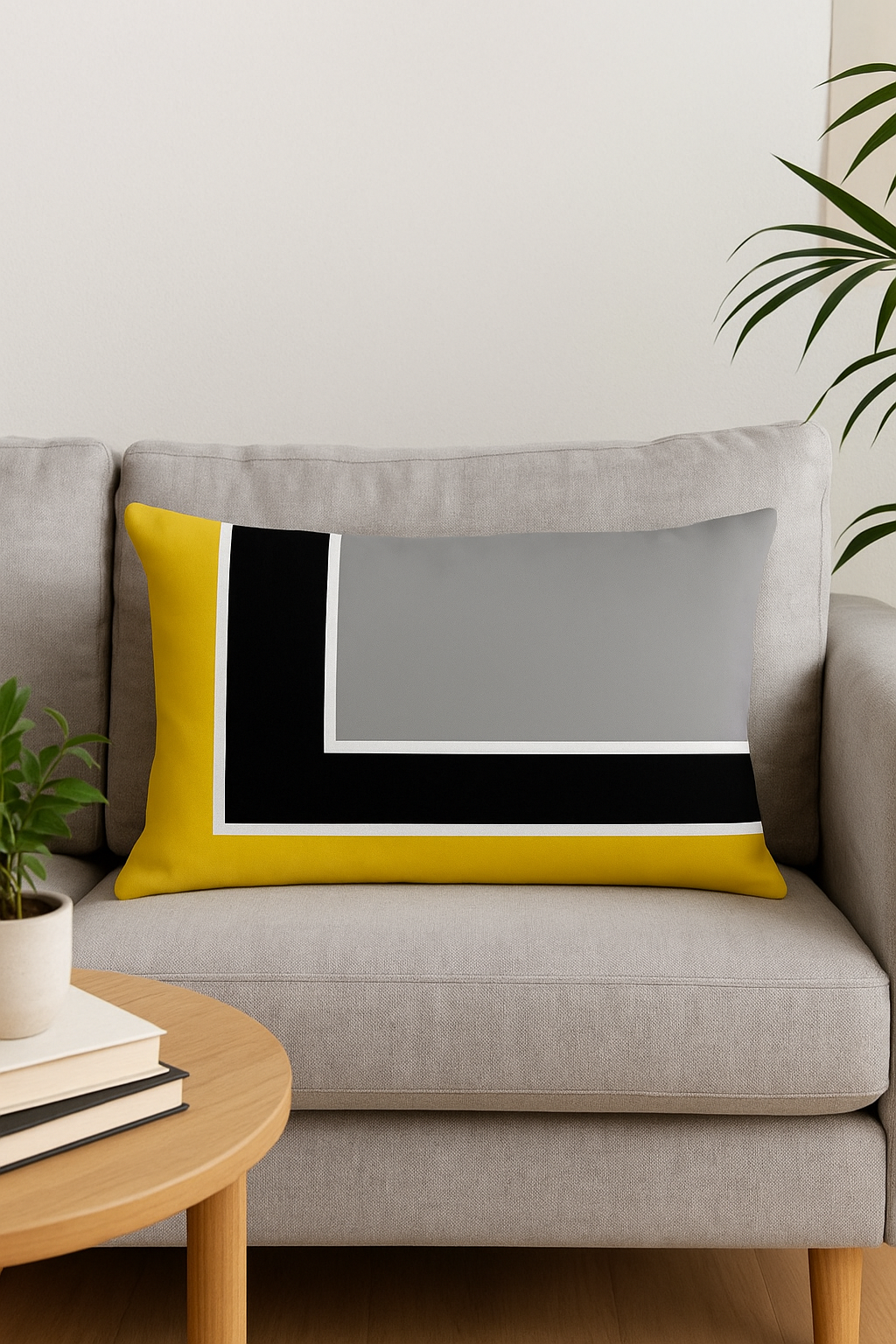 housse de coussin géométrique nordique jaune et rouge 30 x 50 cm - vue 3 sur 2