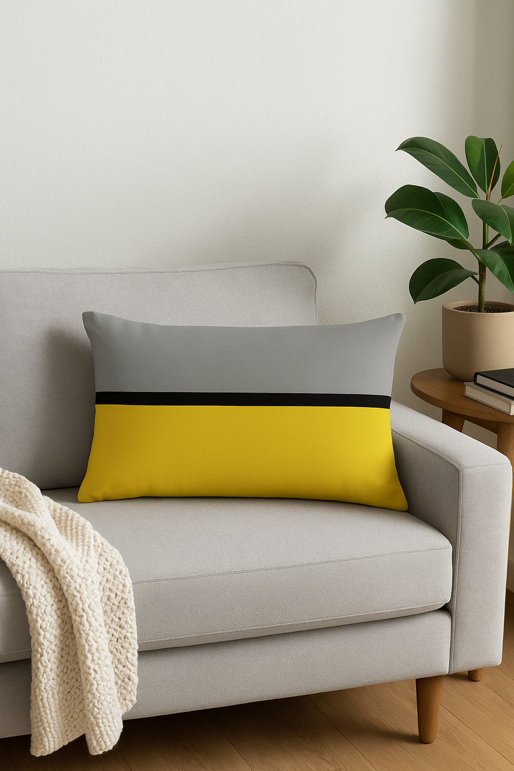 housse de coussin géométrique nordique jaune et rouge 30x50 cm - vue 3 sur 2