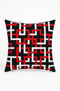 housse de coussin géométrique rouge et noire pour canapé