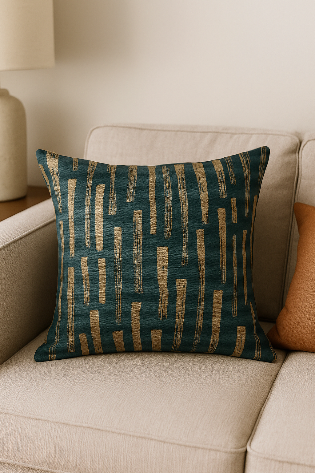 housse de coussin géométrique style ethnique couleur or luxueuse - vue 3 sur 2