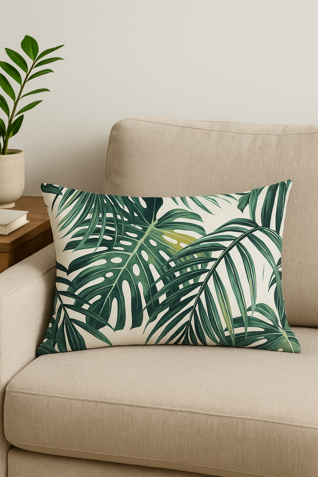housse de coussin imprimée fleurs tropicales 30 x 50 cm - vue 3 sur 2