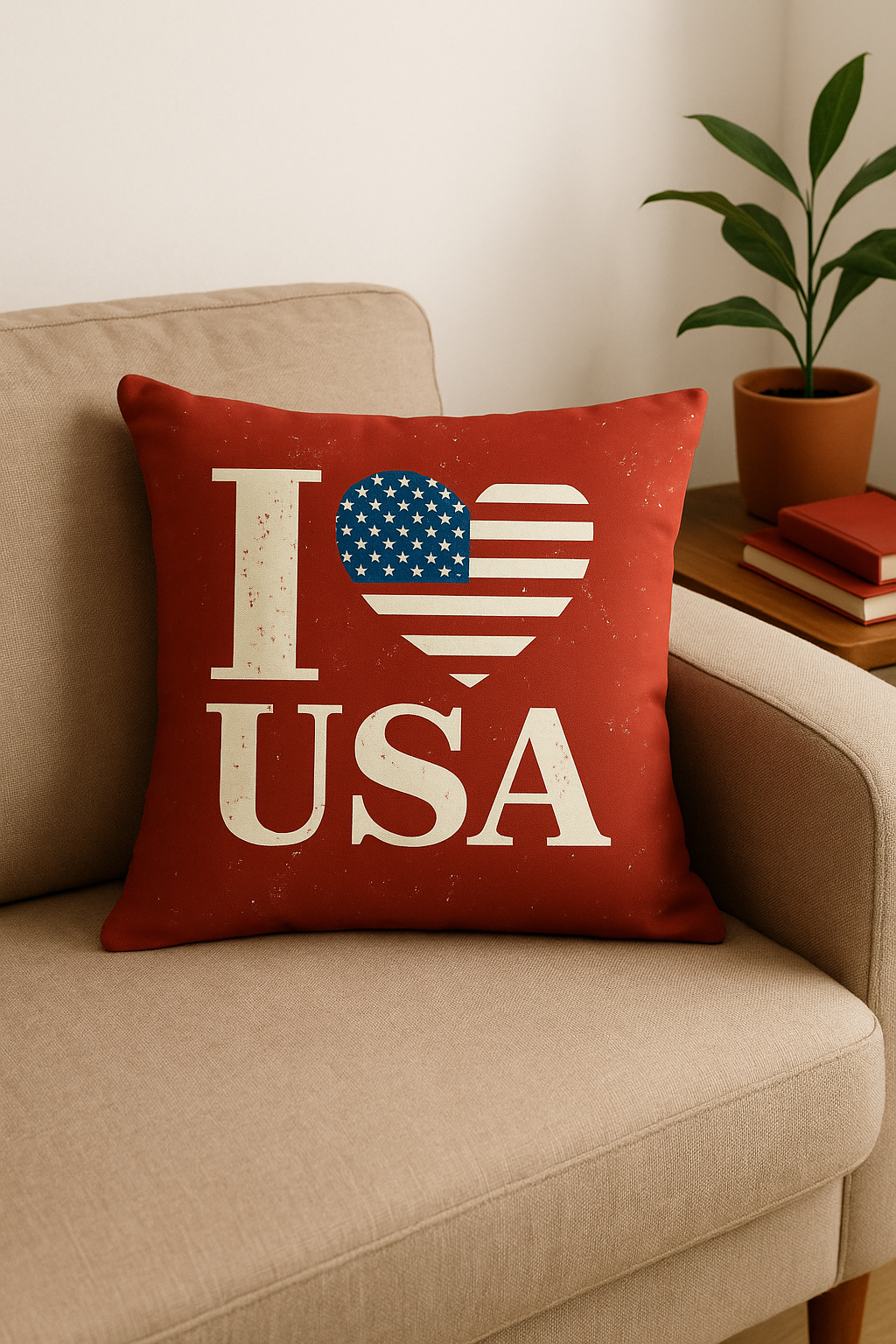housse de coussin imprimée love usa pour le 4 juillet - vue 3 sur 2