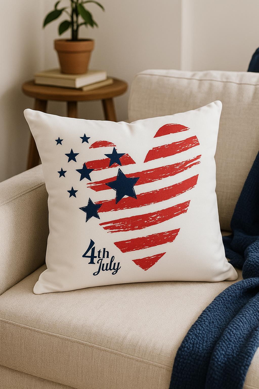 housse de coussin imprimée love usa pour le jour de l'indépendance - vue 3 sur 2