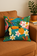 housse de coussin imprimée perroquet style tropical pour canapé