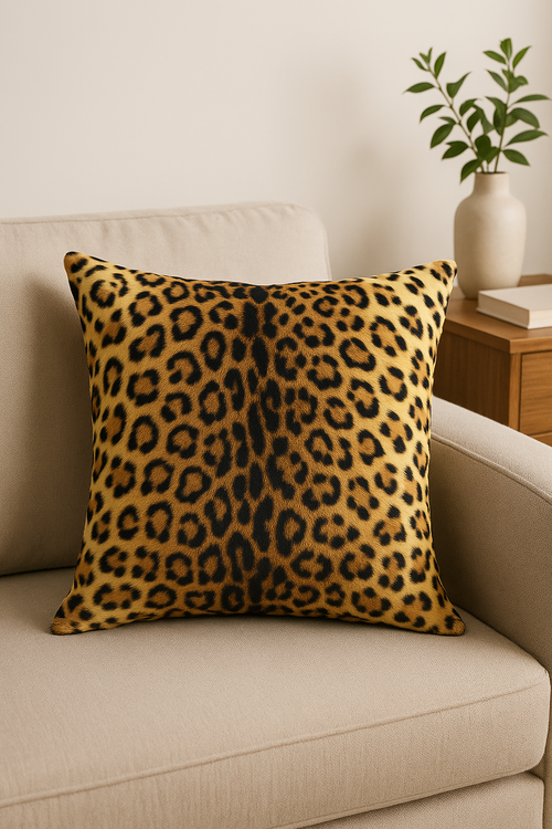 housse de coussin léopard en peluche courte 45x45 60x60 cm - vue 2 sur 2
