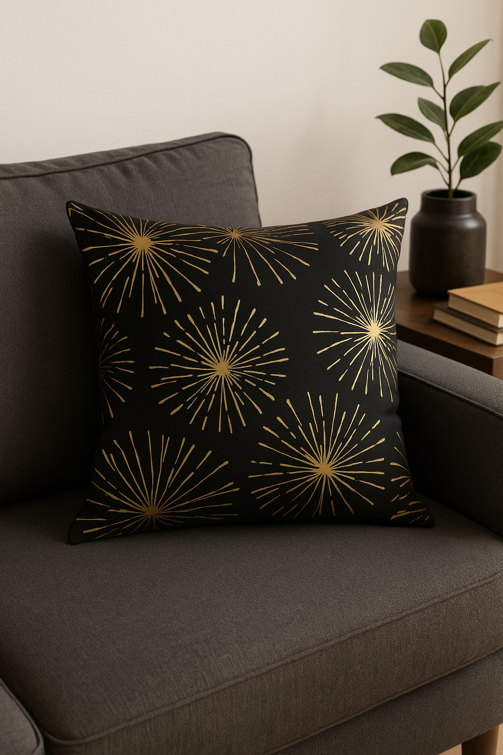 housse de coussin moderne à motif géométrique végétal - vue 3 sur 2
