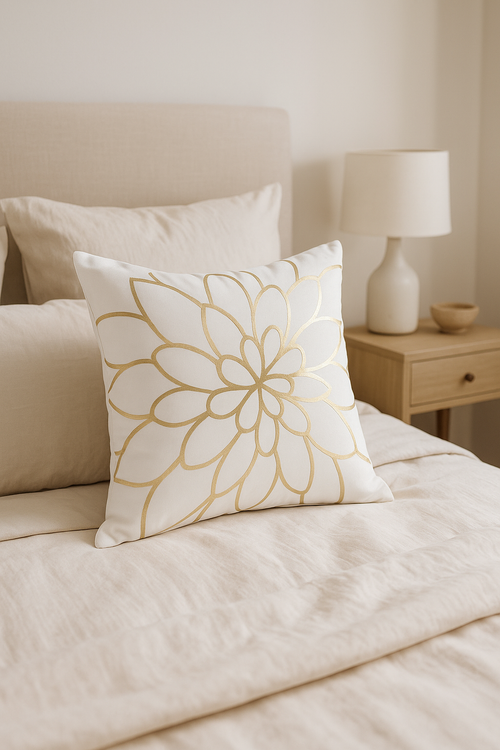 housse de coussin moderne avec motif géométrique végétal