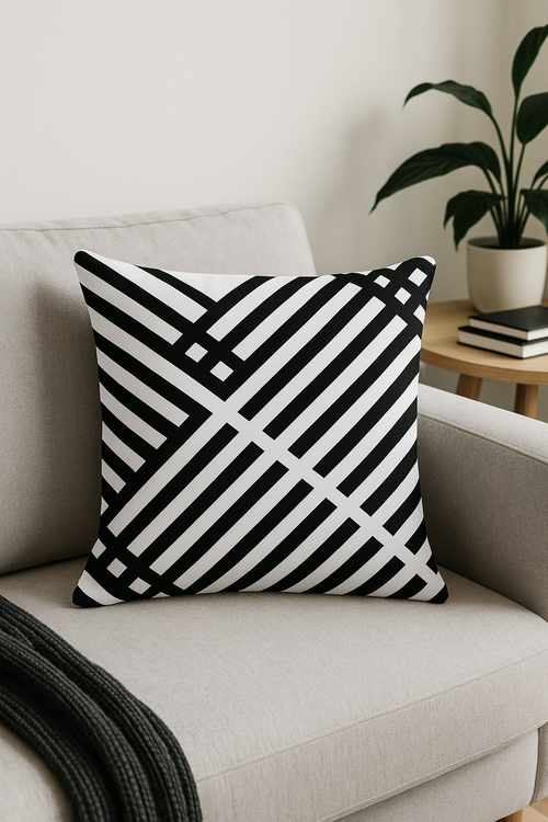 housse de coussin moderne géométrique noir et blanc