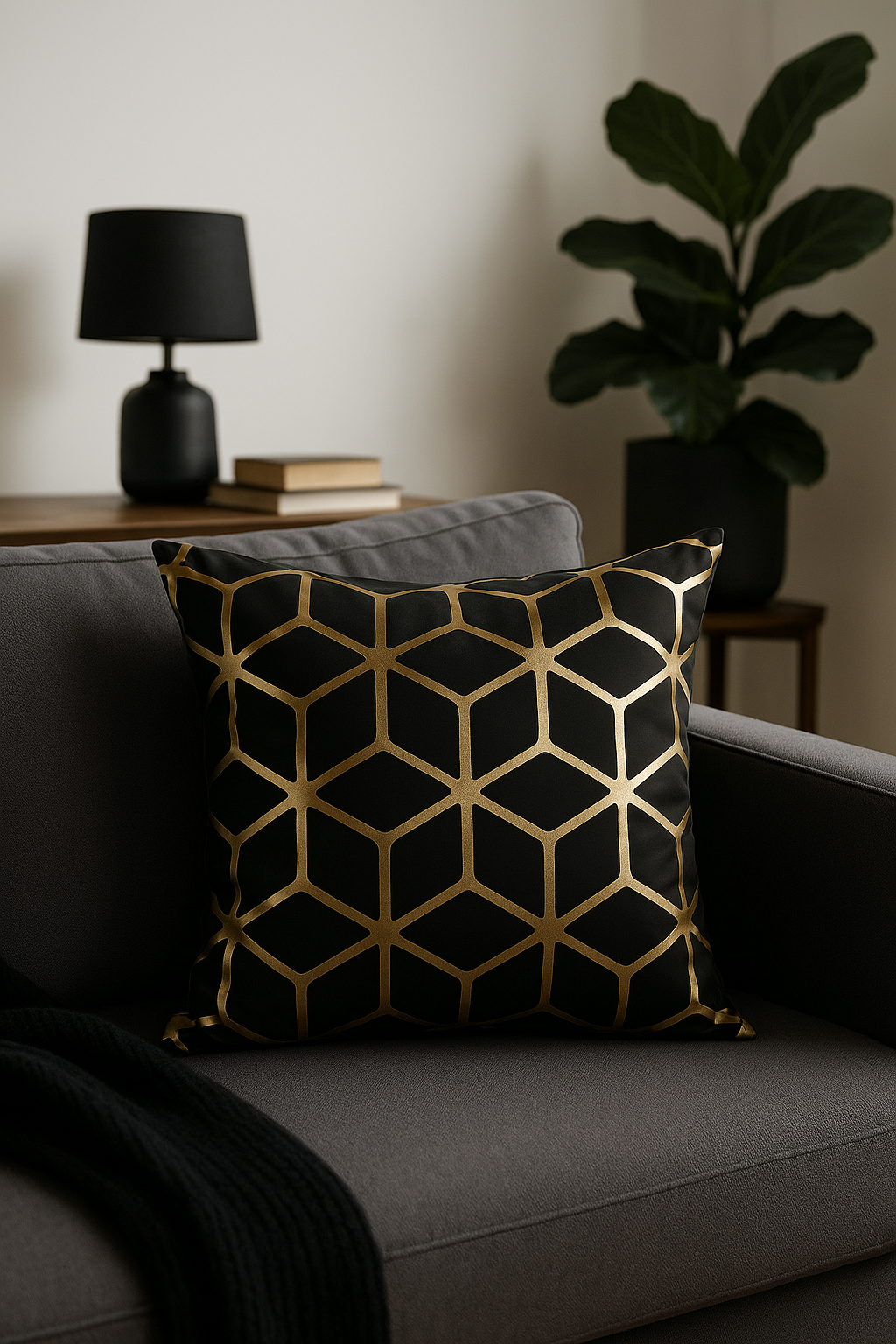 housse de coussin moderne motif géométrique feuilles décoratives - vue 3 sur 2