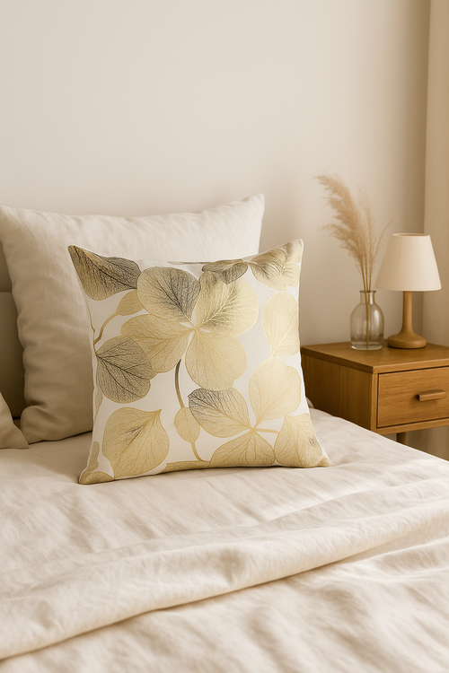 housse de coussin moderne motif géométrique feuilles pour canapé