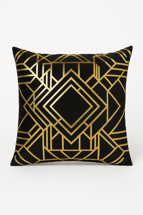housse de coussin moderne motif géométrique feuilles vertes