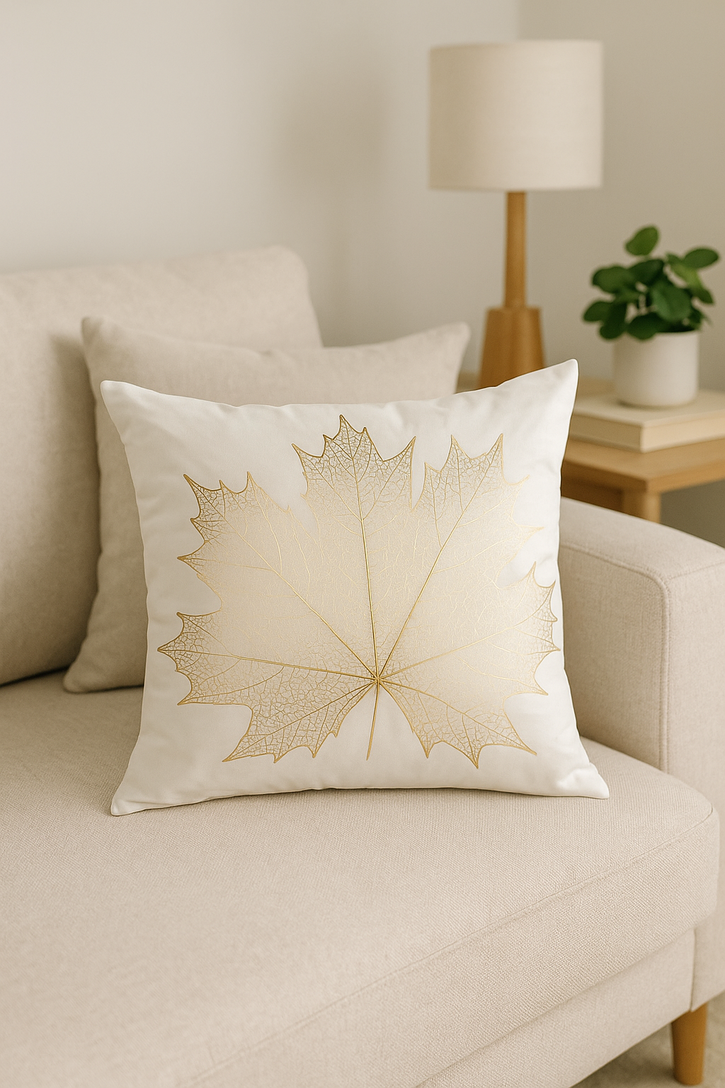 housse de coussin moderne motif géométrique feuilles vertes - vue 3 sur 2
